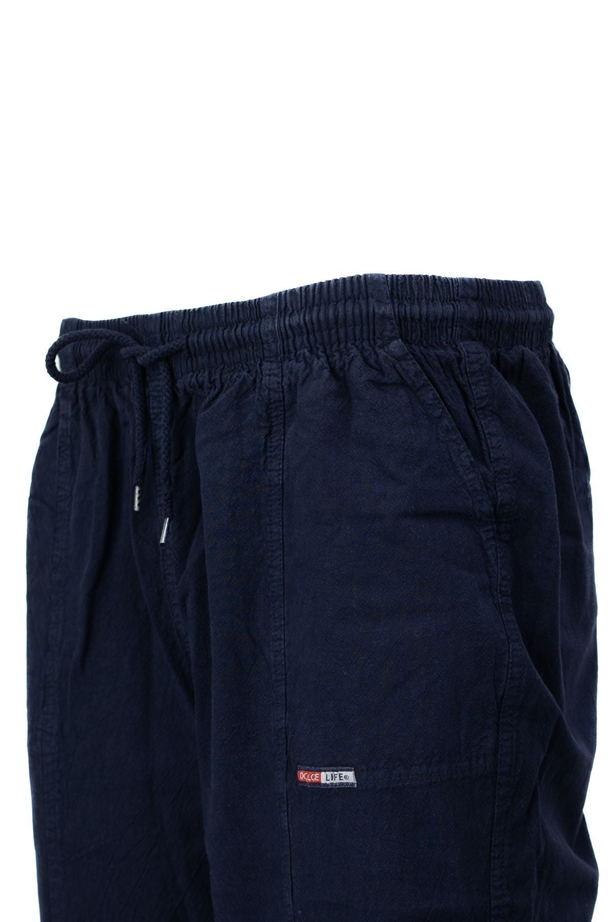 Erkek %100 Saf Pamuk Kumaş Pantolon Düz Paça Yanlardan Cepli Beli Bağcıklı Tam Kalıp